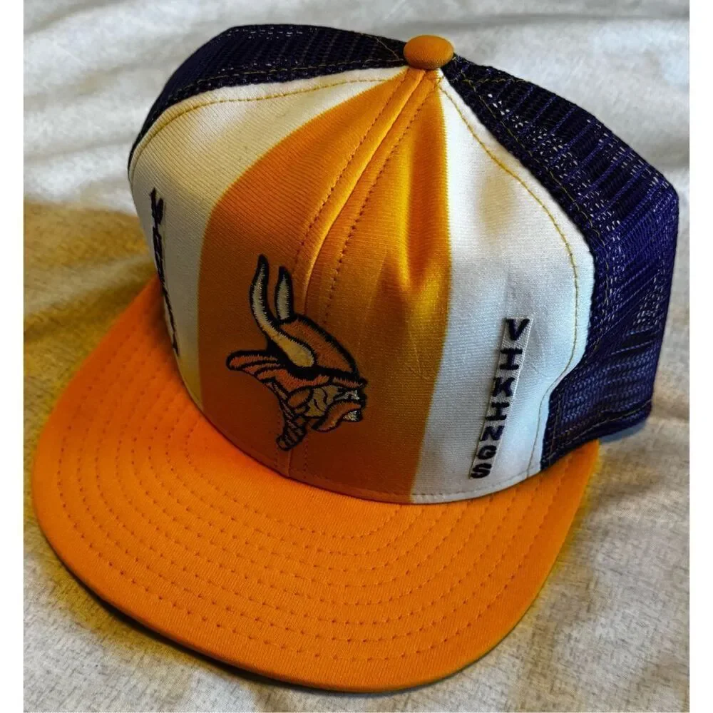 Minnesota Vikings Vintage AJD Lucky Stripes Mesh Snap Trucker Hat Cap